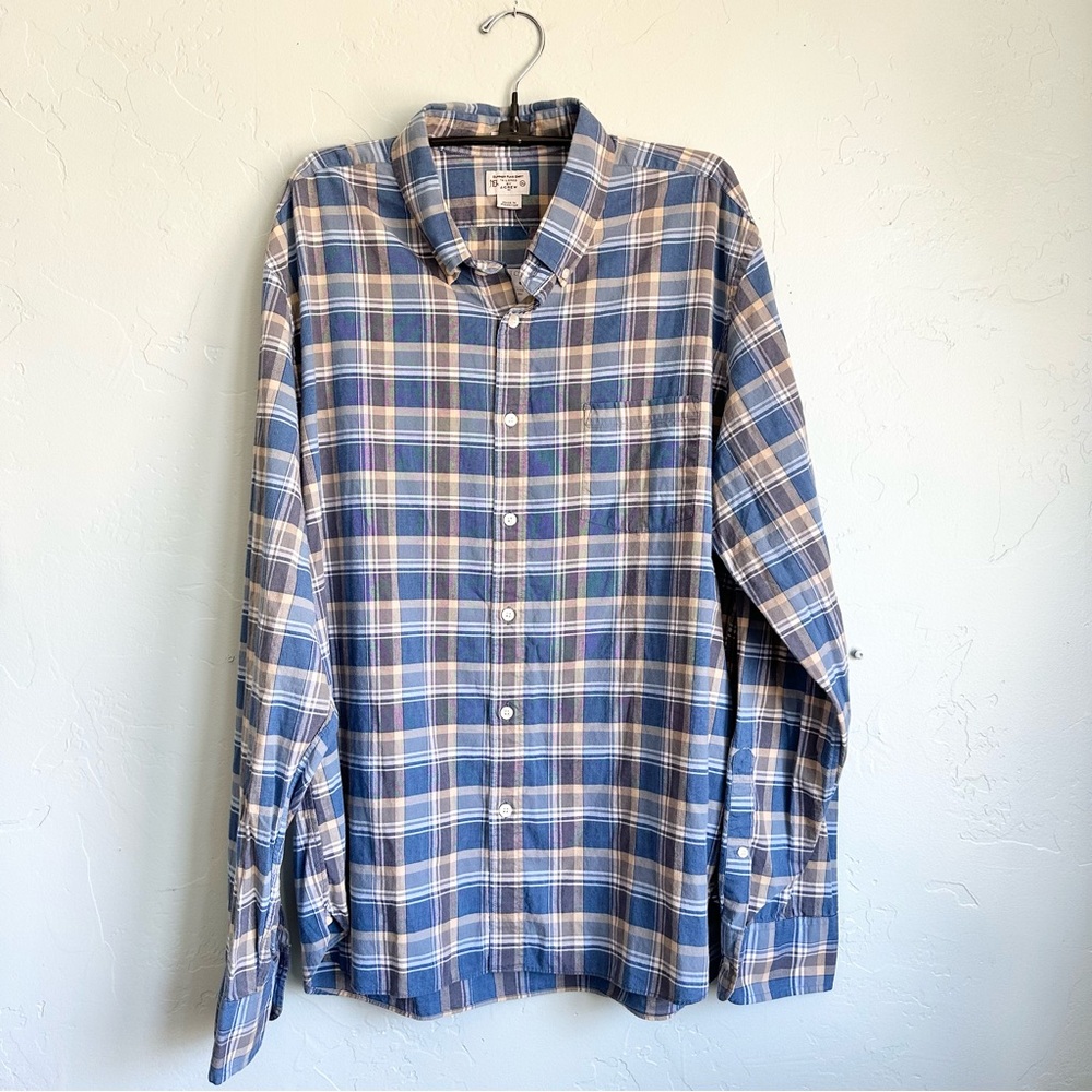 NWT J Crew Men's Blue Plaid Preppy Casual Button Down Shirt Size XL Slim Fit